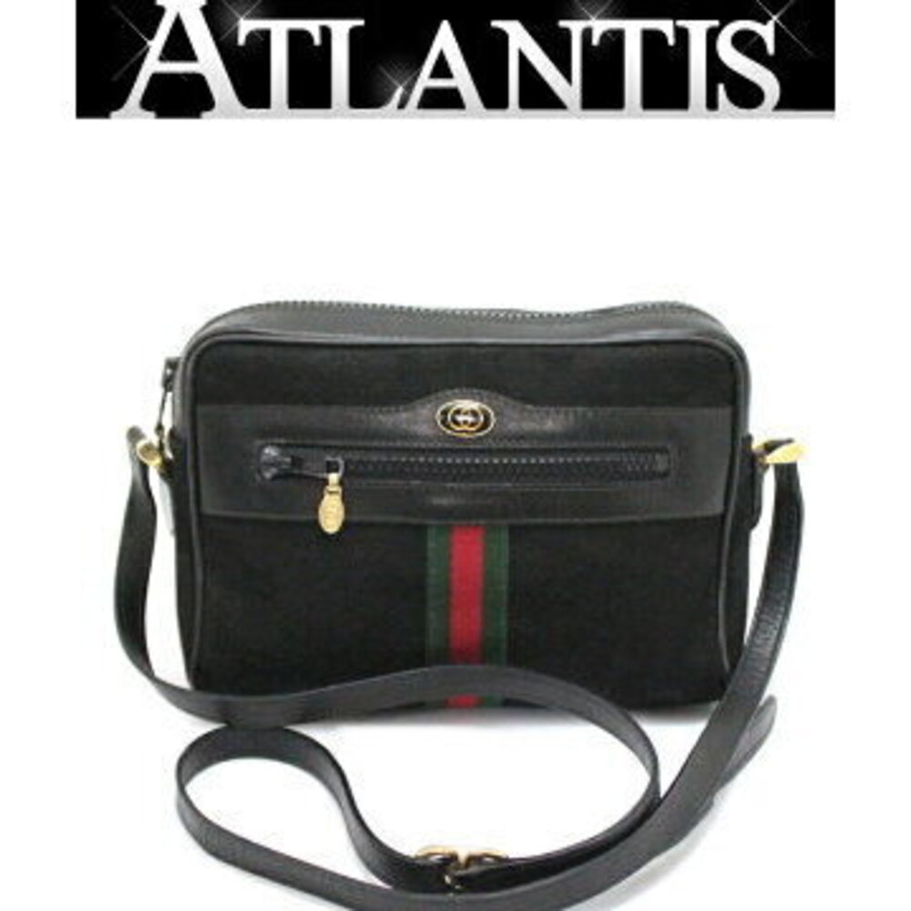 Gucci Sherry Shoulder Bag Black Canvas Leather